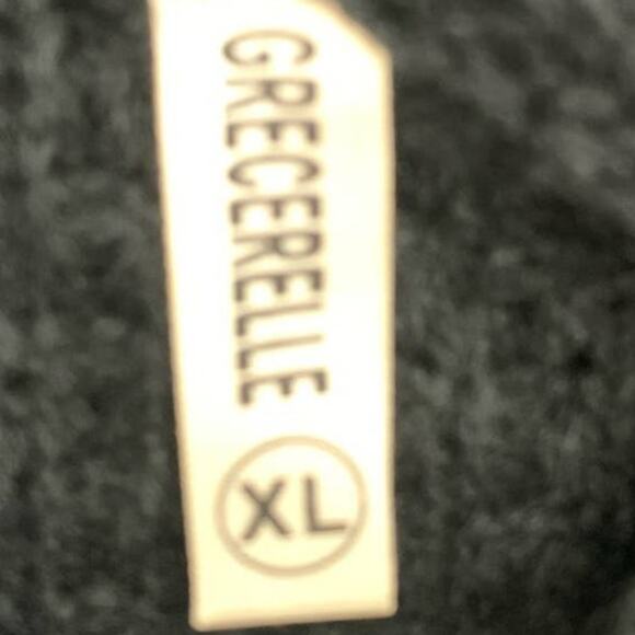 Grecerelle Chunky Knit Sweater XL Black Cowl Neck Button Collar Cardigan Cozy - Picture 3 of 8